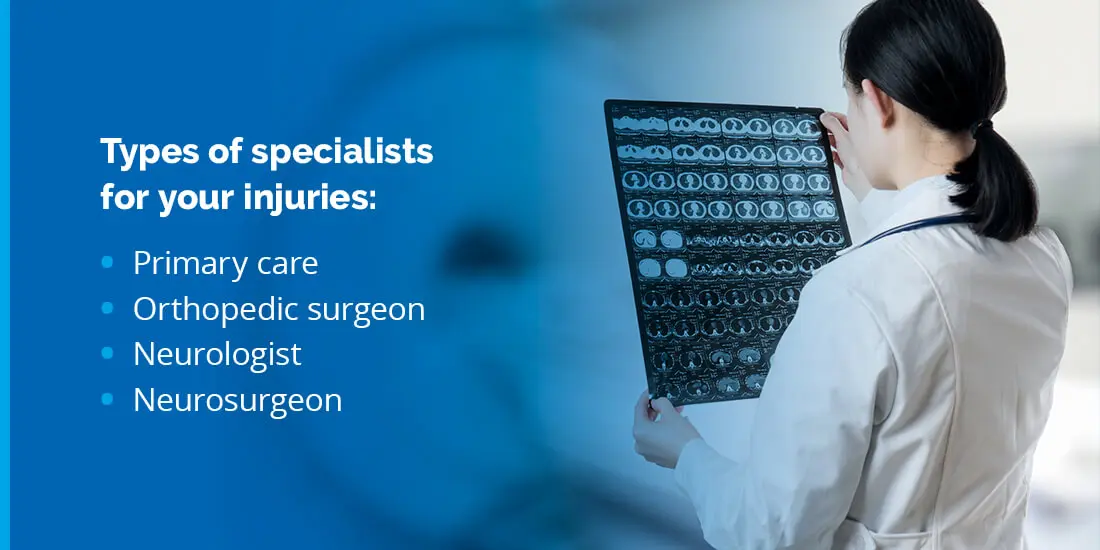 Types of specialists for your injuries. 