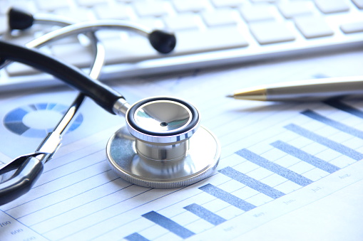 Stethoscope with financial statement