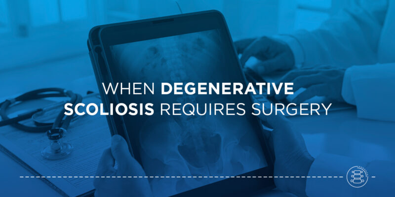 Scoliosis is a curvature of the spine, and most people associate it with teens and children. However, when adults start developing back pain and have difficulty walking, adult-onset scoliosis, also known as degenerative scoliosis, can be the culprit. Fortunately, patients now have good options for addressing this condition.  What Is Degenerative Scoliosis? Degenerative scoliosis happens when intervertebral discs and facet joints degenerate. Both of these parts of the spine are important, with facet joints allowing the spine to bend and intervertebral discs absorbing shock. Over time, these parts of the spine degenerate for almost all people. However, for patients with degenerative scoliosis, the symptoms associated with degeneration are more severe or the deterioration itself can be faster and more significant than expected. The spine often develops a side-to-side curvature and patients can experience back discomfort and shooting pain in the legs that inhibits mobility. What Is the Treatment for Degenerative Scoliosis? Usually, degenerative scoliosis is treated when it causes pain, spine deformity or other issues. A surgeon can take a patient’s history, conduct a physical exam and run imaging tests to diagnose this condition and its severity. Mild cases can be treated with physical therapy, water therapy, pain management and epidural steroid injections. Applying ice and heat or getting manual manipulation from a qualified professional can also help. Less commonly, braces can be used, or a surgeon may recommend weight loss to ensure less pressure is placed on the back.  When Degenerative Scoliosis Requires Surgery In some cases, a surgeon will recommend degenerative scoliosis surgery. Factors that help determine this treatment include: Affected nerve or spinal roots: This condition may affect the nerve or spinal roots, resulting in loss of nerve function. When this happens, a patient can lose body functions, leading to incontinence or difficulty walking. Surgery can help keep nerve operation intact.  Significant pain: In some cases, degenerative scoliosis surgery is recommended if pain management does not help. Surgery can assist with relieving discomfort so that patients can return to everyday life. Complications: Surgery can also help if the spinal curve is deep enough to cause complications, such as problems with balance and walking or increasing pain. While some patients are worried about the appearance of a deep spinal curve, surgery is not usually recommended unless the condition causes medical problems.  Are You Considering Surgery for Degenerative Scoliosis? If you have degenerative scoliosis or suspect you may have it and are exploring your treatment options, New York Spine Institute (NYSI) may be able to help. We were founded in 2000 to support patients using the latest, high-quality musculoskeletal care in a compassionate and caring environment. Our team includes board-certified orthopedic surgeons, a board-certified neurosurgeon, pain management specialists, sports medicine specialists and other professionals.  Learn more about us or contact us today to schedule an appointment. 