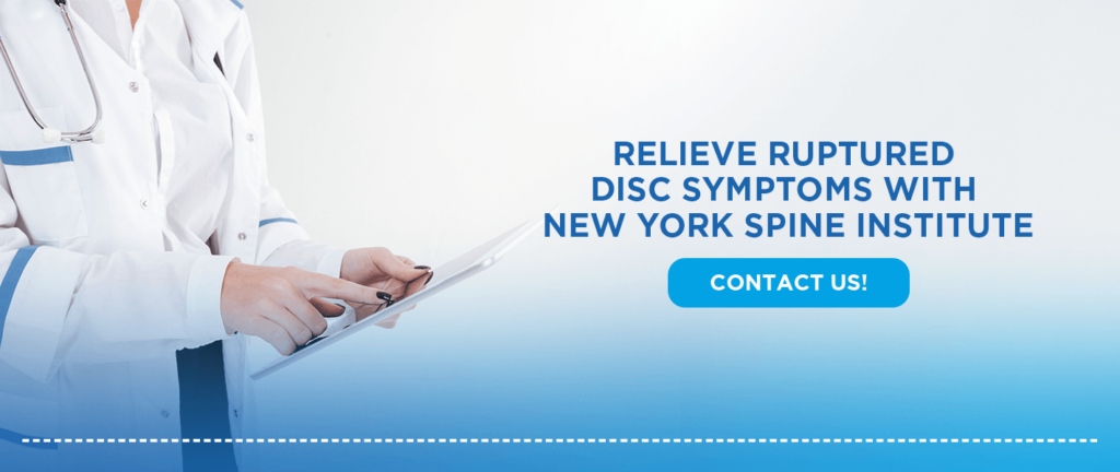 Entre em contato com o New York Spine Institute para aliviar os sintomas da ruptura de disco.  